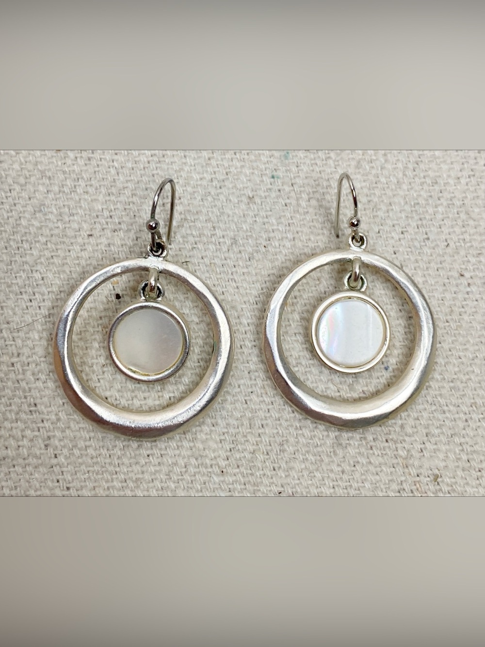 Chicos Silver-Tone Mother-of-Pearl Hoop Drop Earrings